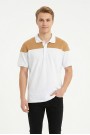 Erkek Omuz Panel Detaylı Polo Yaka Kısa Kollu Slim Fit Dokulu Örme Tişört