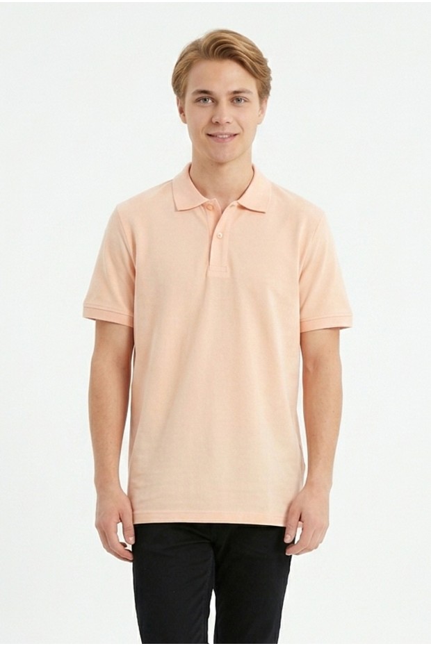 Erkek Basic Polo Yaka Kısa Kollu Slim Fit Pamuklu Örme Tişört