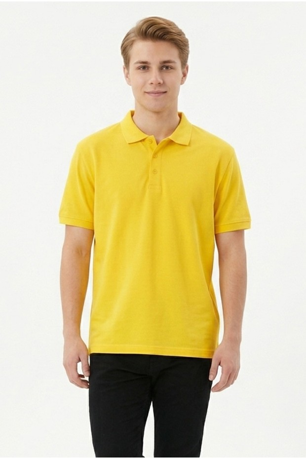 Erkek Basic Polo Yaka Kısa Kollu Slim Fit Pamuklu Örme Tişört