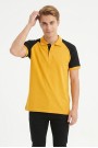Erkek Reglan Kollu Polo Yaka Kısa Kollu Slim Fit Pamuklu Örme Tişört