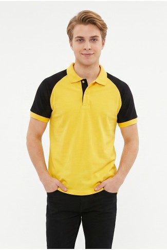 Erkek Reglan Kollu Polo Yaka Kısa Kollu Slim Fit Pamuklu Örme Tişört