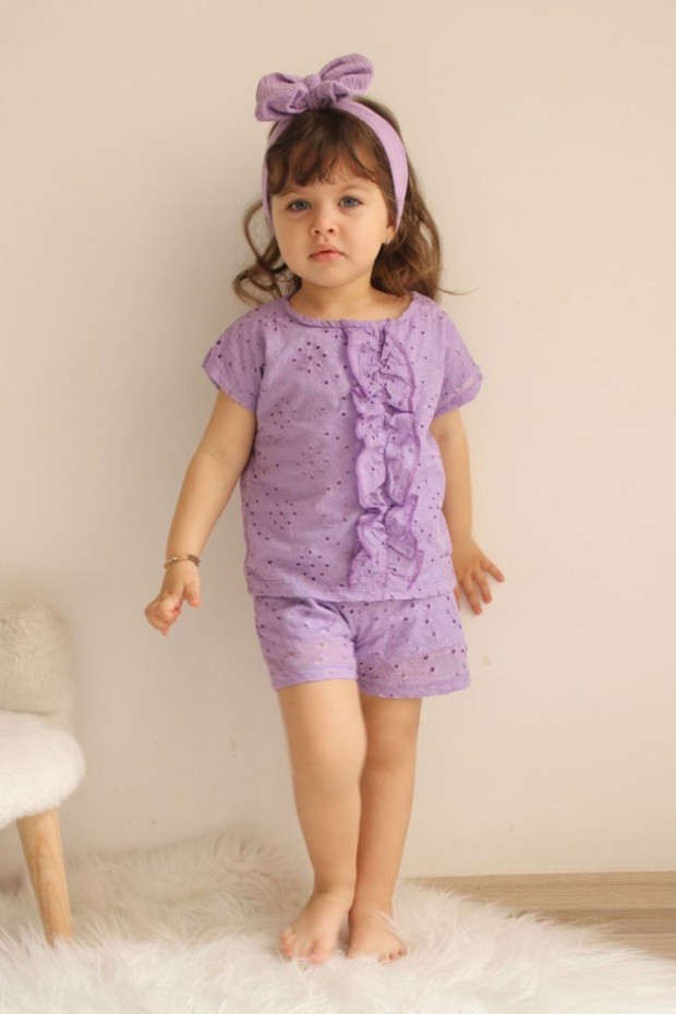 Fırfırlı Delikli Güpürlü Takım