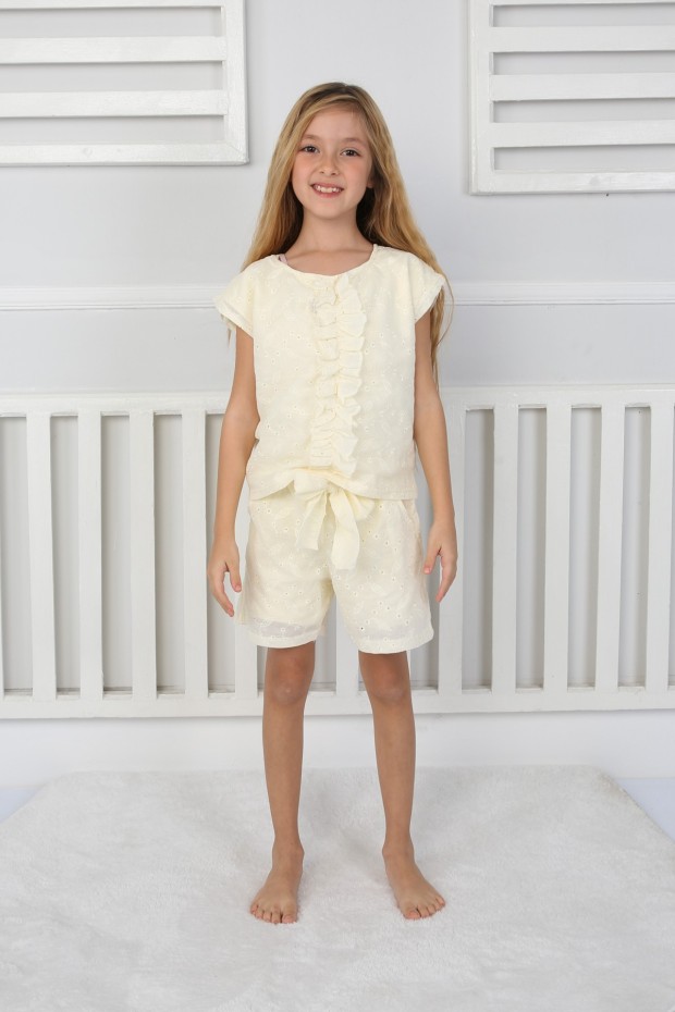 Fırfırlı Delikli Güpürlü Takım