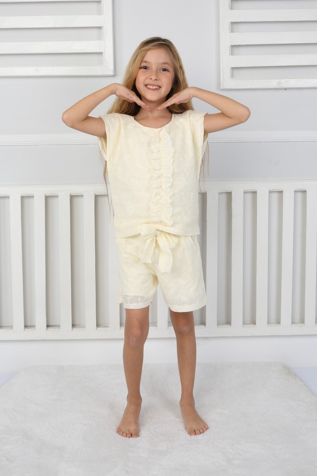 Fırfırlı Delikli Güpürlü Takım