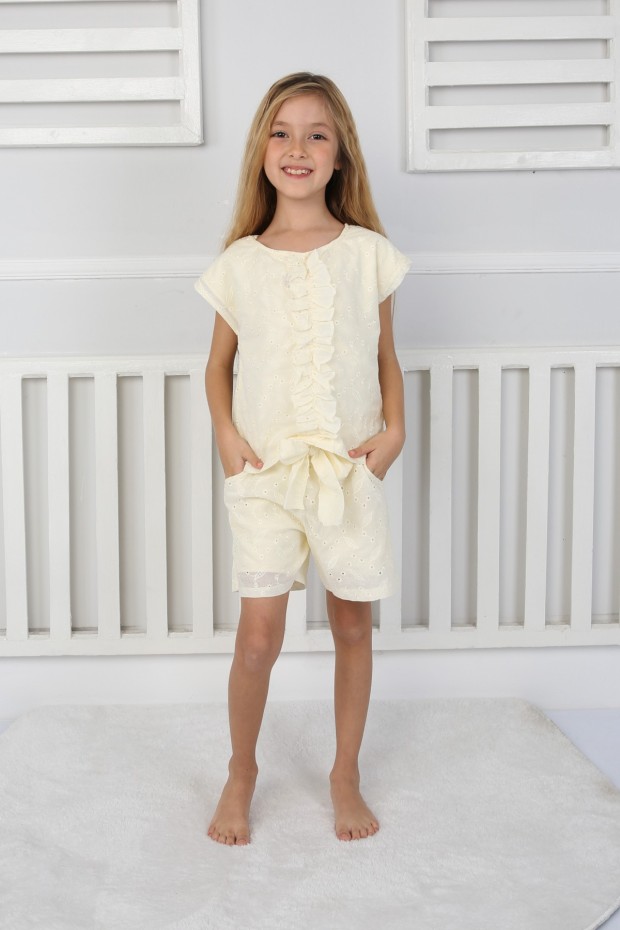 Fırfırlı Delikli Güpürlü Takım