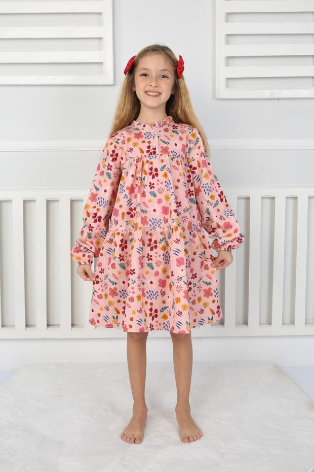 2-8 Yaş Somon Elbise