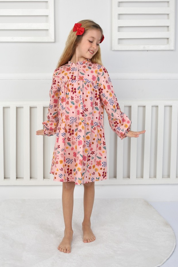 2-8 Yaş Somon Elbise