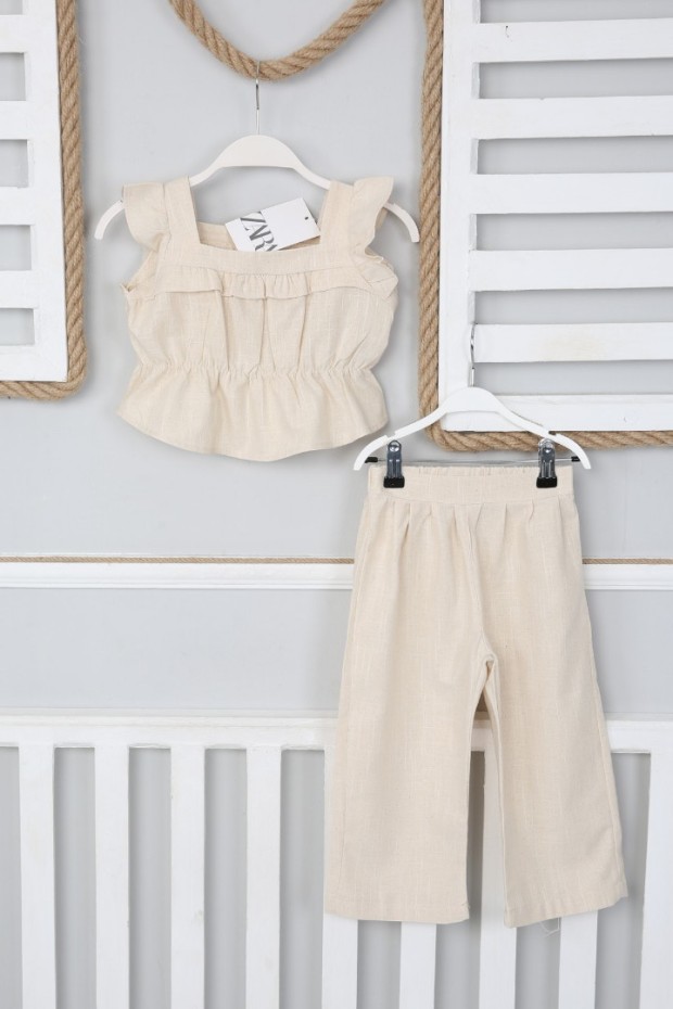 2-8 Yaş  Fırfırlı Krem Takım