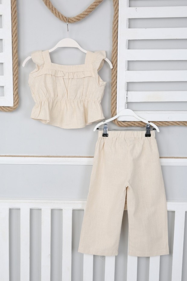 2-8 Yaş  Fırfırlı Krem Takım