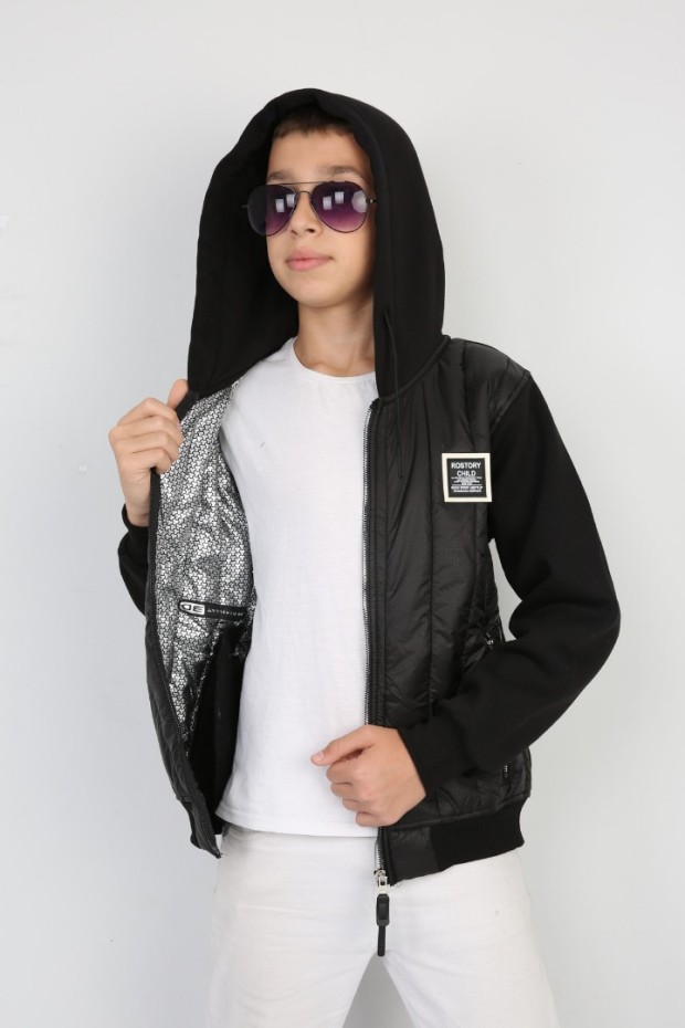 Üç İplik Kapşonlu Fermuarlı İçi Termal Erkek Çocuk Günlük Sweatshirt