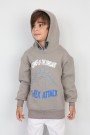Üç İplik Şardonlu Baskılı Kapşonlu Taş Sweat