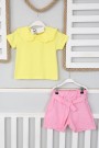 Bebe Yaka Şortlu Sarı Takım