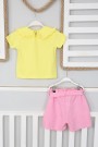 Bebe Yaka Şortlu Sarı Takım