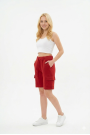 Bayan Kargo Cepli Pamuklu Bağcıklı ve Esnek Belli Rahat Günlük Yazlık Penye Şort Kapri