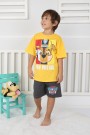 2-8 Yaş Baskılı Tişört Ve Şortlu Sarı Takım