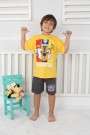 2-8 Yaş Baskılı Tişört Ve Şortlu Sarı Takım