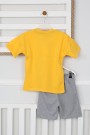 Baskılı Tişört Ve Şortlu Sarı Takım