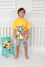 Baskılı Tişört Ve Şortlu Sarı Takım