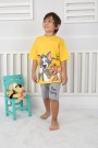 Baskılı Tişört Ve Şortlu Sarı Takım