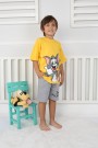 Baskılı Tişört Ve Şortlu Sarı Takım