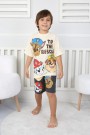 Baskılı Tişört Ve Şortlu Krem Takım