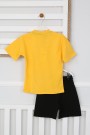 Baskılı Tişört Ve Şortlu Sarı Takım