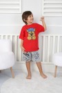 2-8 Yaş Baskılı Tişört Ve Şortlu Kırmızı Takım