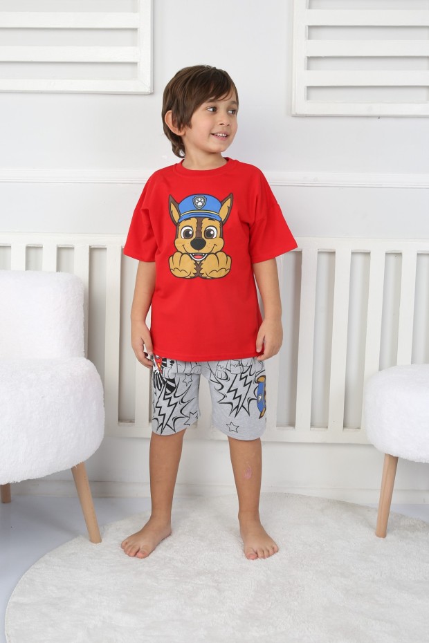 2-8 Yaş Baskılı Tişört Ve Şortlu Kırmızı Takım