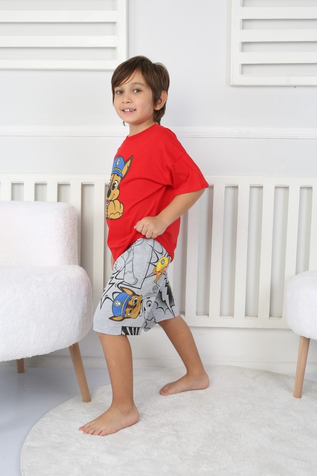 2-8 Yaş Baskılı Tişört Ve Şortlu Kırmızı Takım