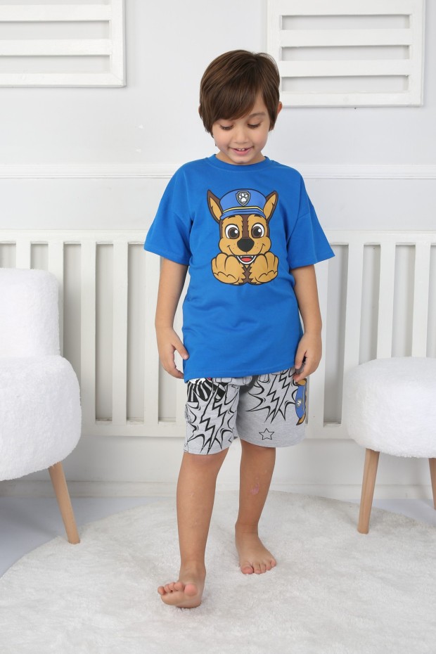 2-8 Yaş Baskılı Tişört Ve Şortlu Saks Takım