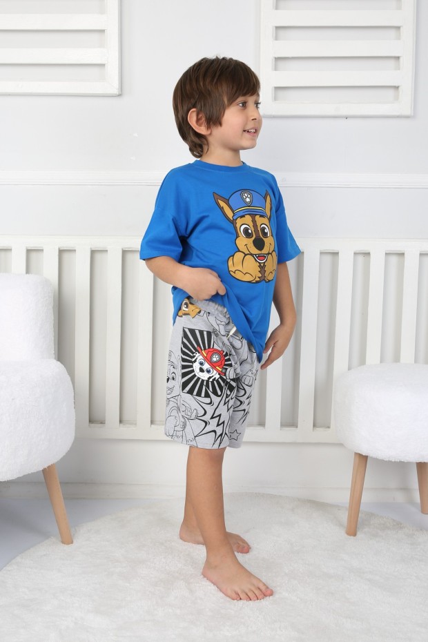 2-8 Yaş Baskılı Tişört Ve Şortlu Saks Takım