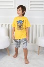 2-8 Yaş Baskılı Tişört Ve Şortlu Sarı Takım