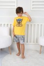 2-8 Yaş Baskılı Tişört Ve Şortlu Sarı Takım