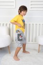 2-8 Yaş Baskılı Tişört Ve Şortlu Sarı Takım