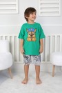 2-8 Yaş Baskılı Tişört Ve Şortlu Yeşil Takım