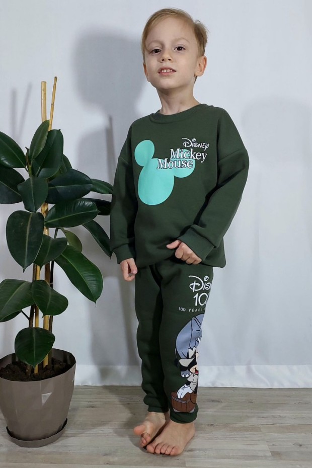 Üç İplik Şardonlu Baskılı Haki Takım 