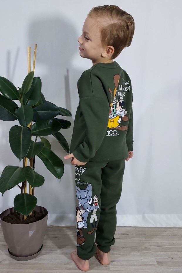 Üç İplik Şardonlu Baskılı Haki Takım 