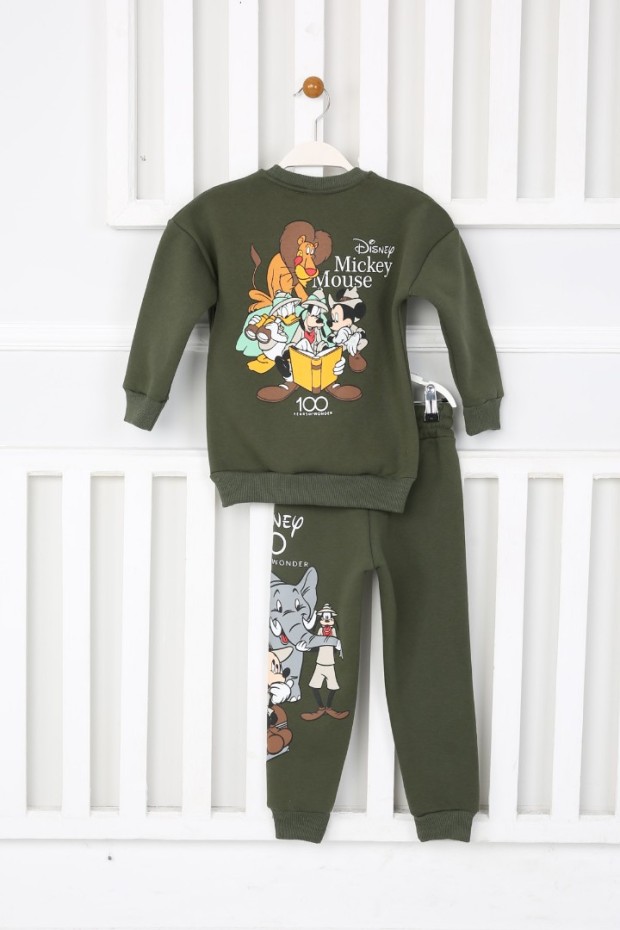 Üç İplik Şardonlu Baskılı Haki Takım 