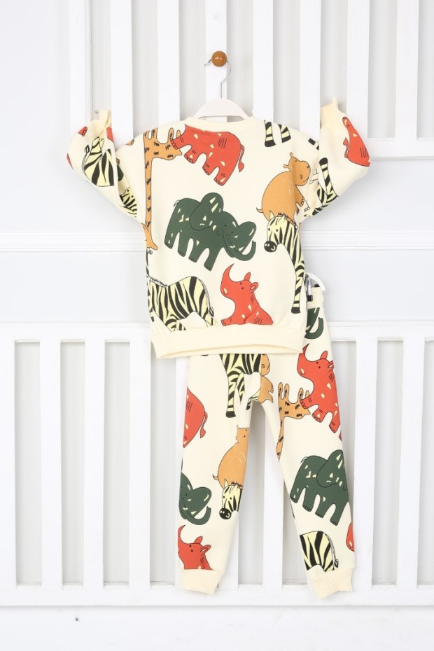 Üç İplik Şardonlu Baskılı Yeşil  Takım 