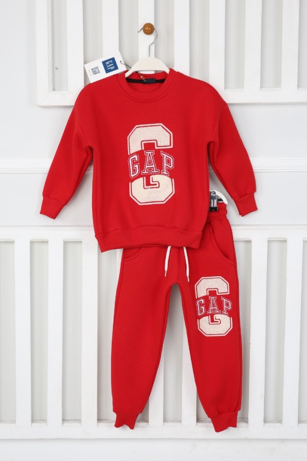 Üç İplik Şardonlu Baskılı Kırmızı Takım 