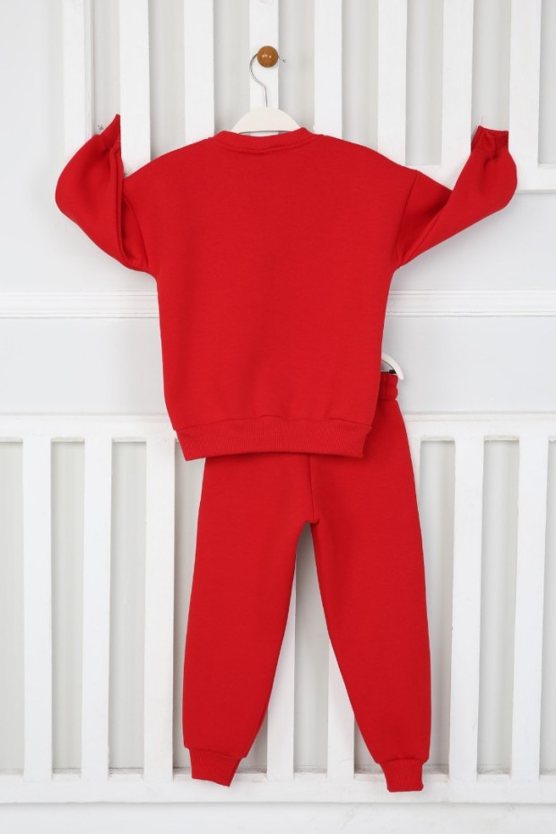 Üç İplik Şardonlu Baskılı Kırmızı Takım 