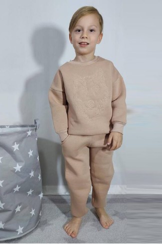 Üç İplik Şardonlu Baskılı Vizon Takım 