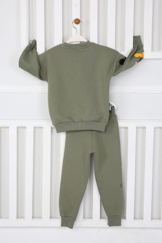 Üç İplik Şardonlu Baskılı Haki Takım 