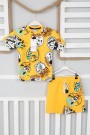 2-8 Yaş Arka Baskılı Tişört Ve Şortlu Sarı Takım