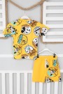 2-8 Yaş Arka Baskılı Tişört Ve Şortlu Sarı Takım