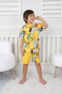 2-8 Yaş Arka Baskılı Tişört Ve Şortlu Sarı Takım