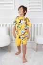 2-8 Yaş Arka Baskılı Tişört Ve Şortlu Sarı Takım