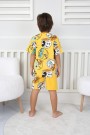 2-8 Yaş Arka Baskılı Tişört Ve Şortlu Sarı Takım