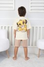 2-8 Yaş Arka Baskılı Tişört Ve Şortlu Krem Takım