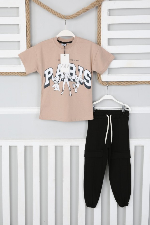 %100 pamuklu Arka Baskılı Vizon Takım